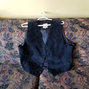 Black suede vest, versatile, vintage 90s, L, Quality Casuals Leathers, unisex?